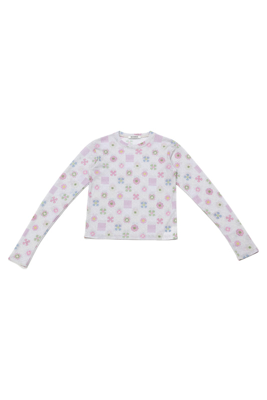 flower motif jersey top